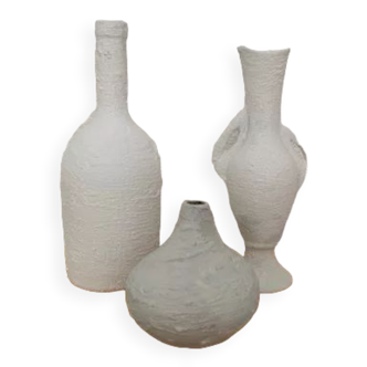 Lot de 3 vases vintage blancs