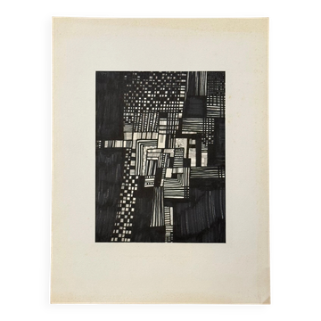 Dessin composition moderne 1970 par François de Chabot