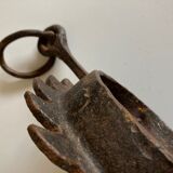 Brutalist sun mirror in beaten iron 1970 34cm
