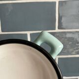 Egg dish in sky blue enameled sheet metal