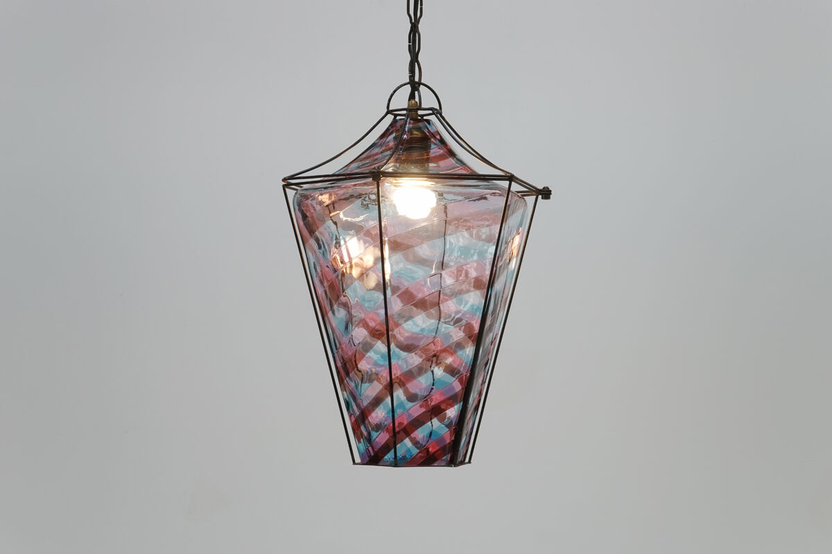Murano Bianconi glass lantern suspension for Venini circa 1950