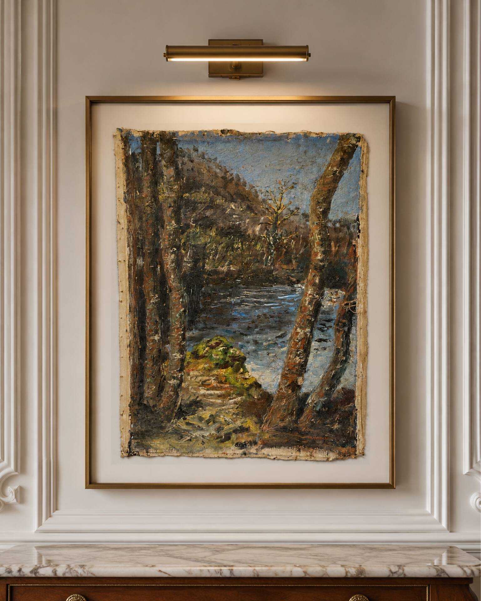 Old oil painting Franchard Forest Fontainebleau 19th century