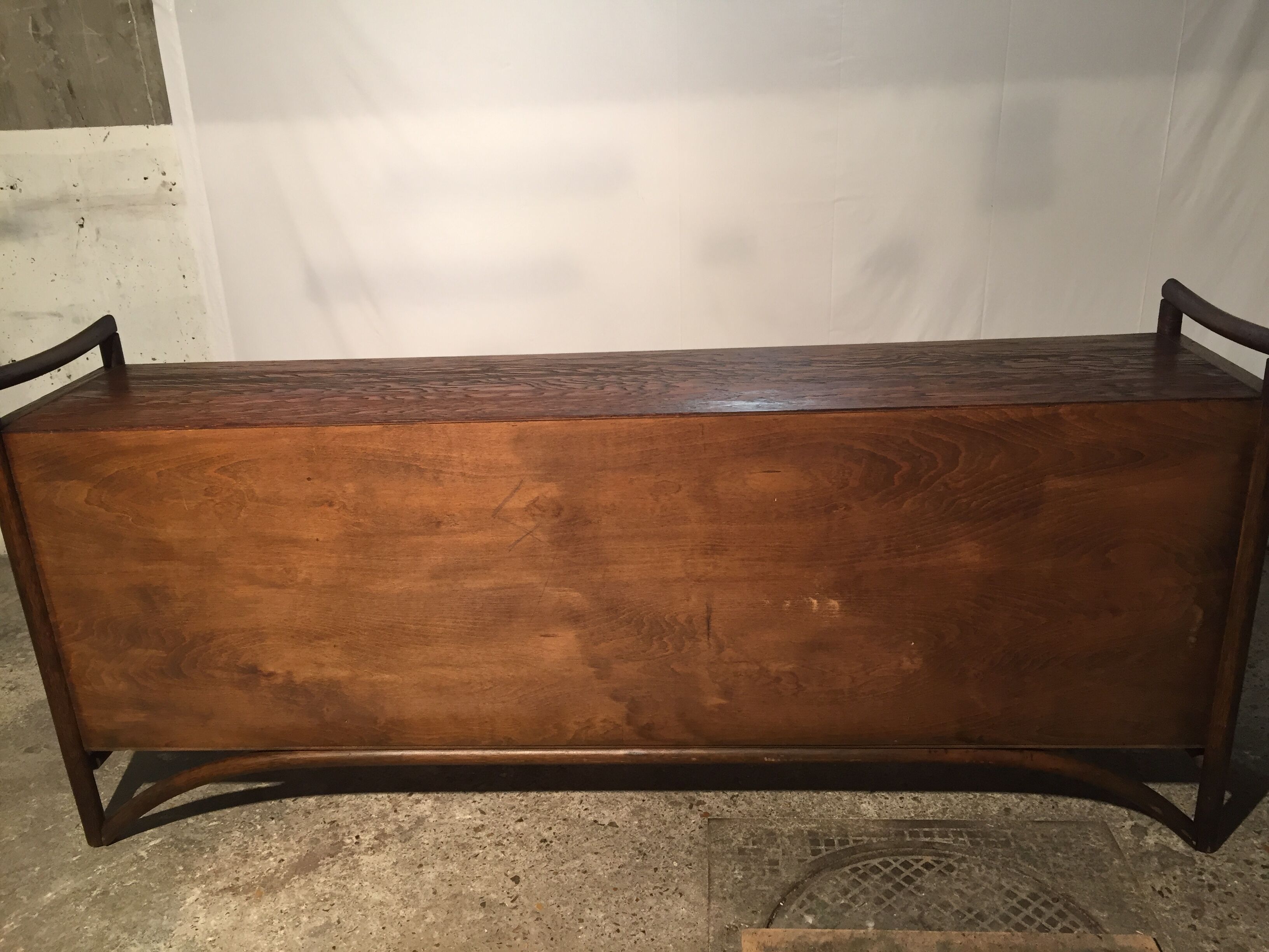 Brushed oak and bamboo sideboard 1970