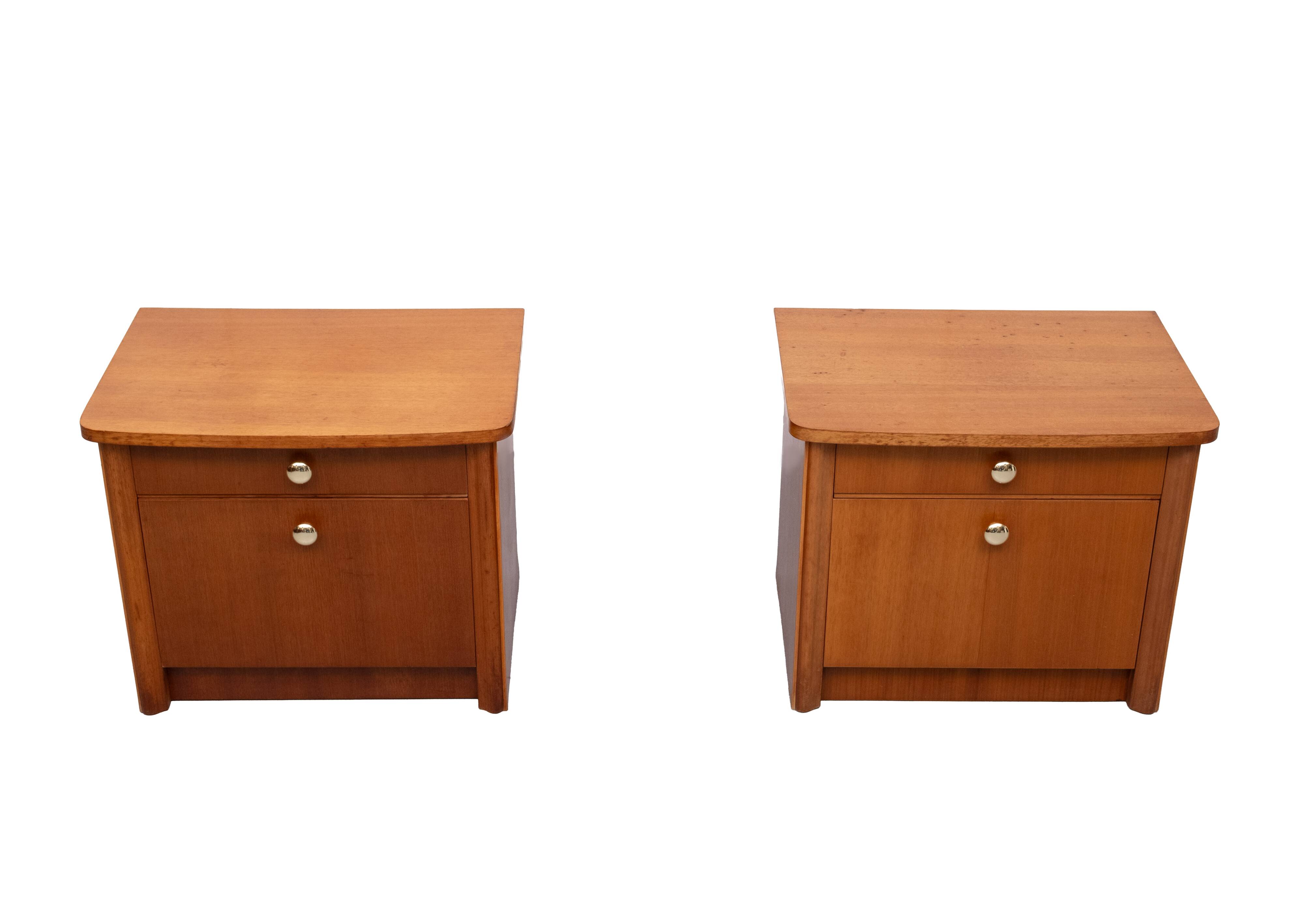 Set Art Deco nightstands Nutwood 1930s Holland