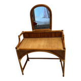 Coiffeuse bureau en rotin et bambou vintage