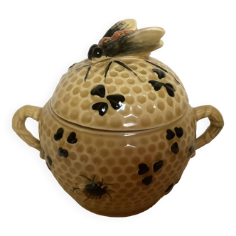 Ancien pot à miel décor d'abeille