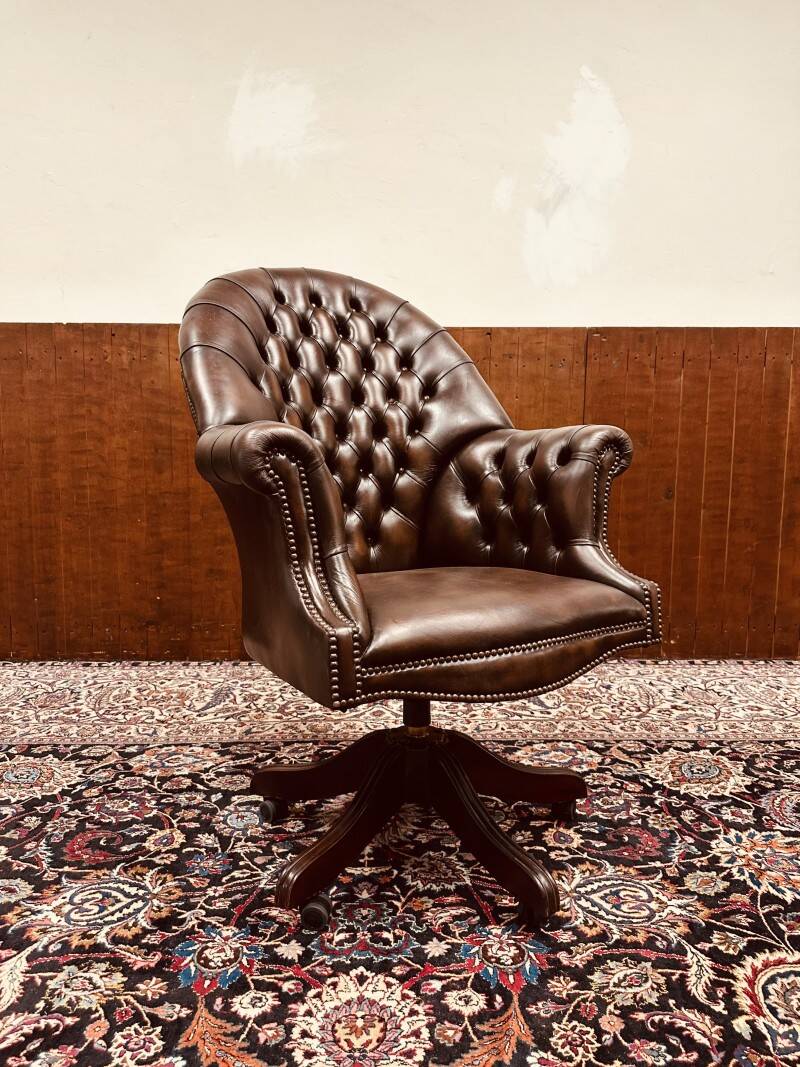 Classic English Chesterfield dark brown office chair