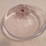 Daum france glass ashtray/pouch in glass paste signed "anemone" decor 70's