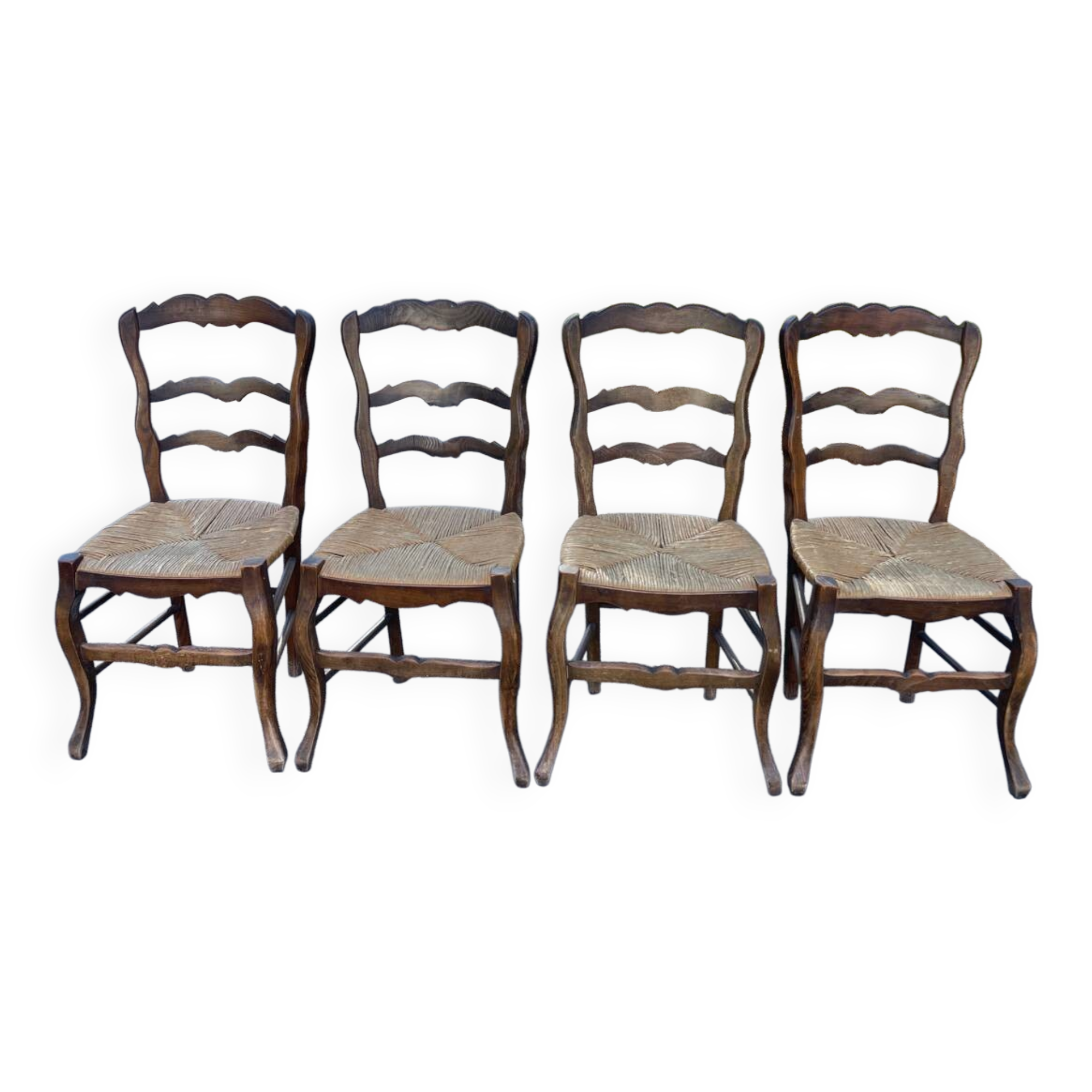 4 chaises paillées de campagne en bois