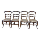 4 wooden country straw chairs