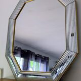 Miroir octogonal à parcloses en laiton par Jan Deknudt