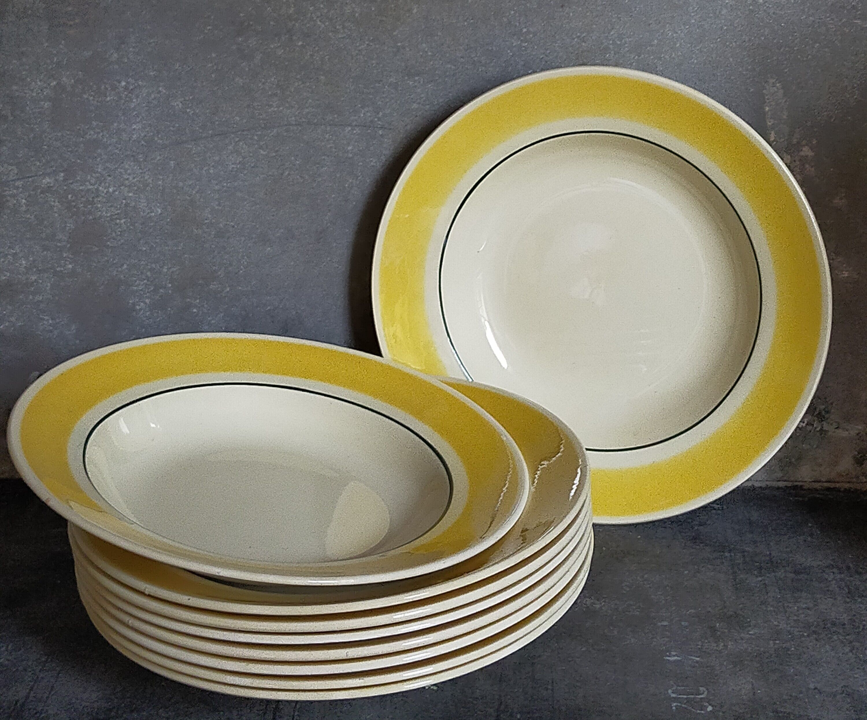 Nine plates faience of gien creation primefleur service caroline vintage