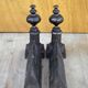 Vintage andirons, pair of andirons, fireplace accessory, brass and cast iron andirons