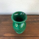 Old vase coop Noel 1955 ceramics green relief vintage decoration