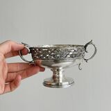 Metal and glass pedestal bowl