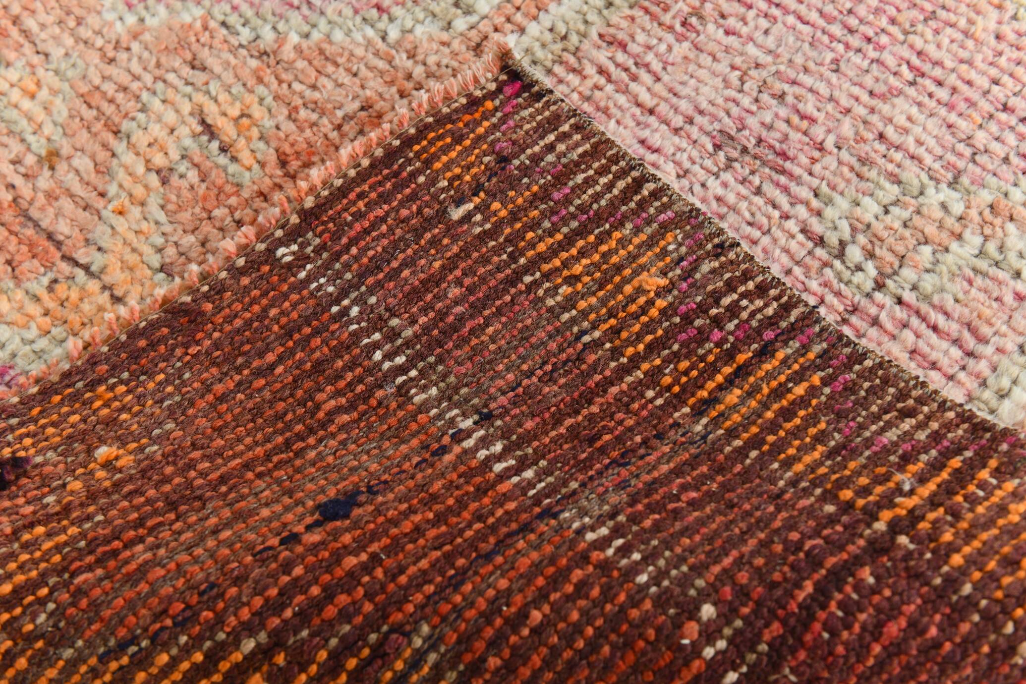 Pink & Orange Oriental Vintage Runner Rug, 101x301Cm