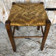 Wooden stool + vintage woven straw seat