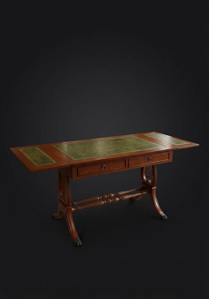 Regency-style writing desk / English style with lyre legs