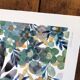 Peinture A3 Fleurs et feuillages du soir