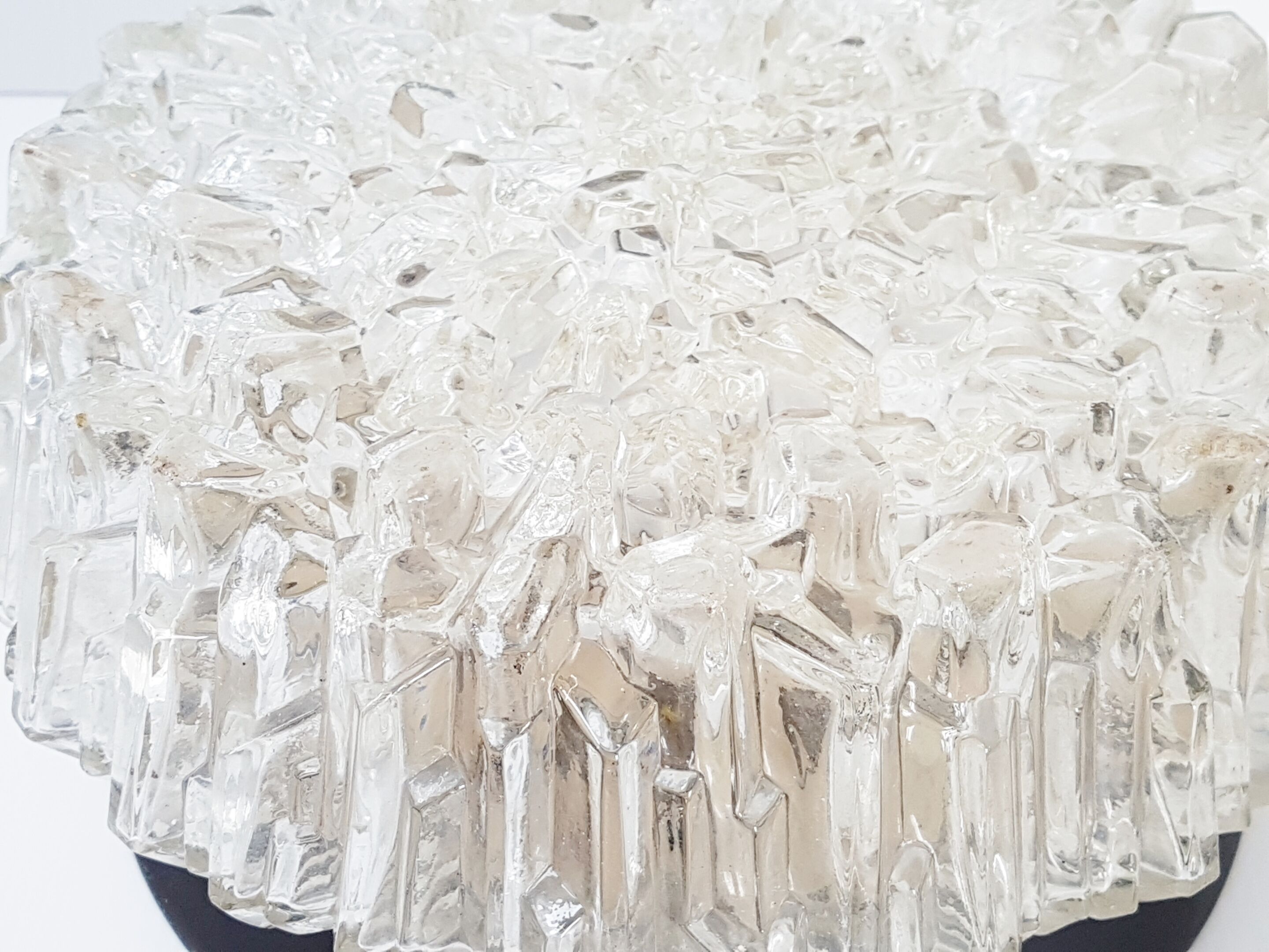 Plafonnier en verre & métal 1960