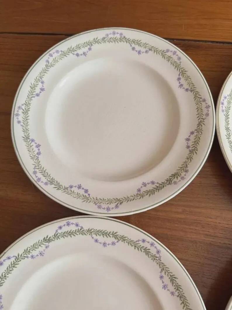 Set of 6 flat plates Longwy model Loridan – Antique earthenware from the late 19th to early 20th century.