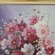 Oil on Canvas Still Life Flowers Cosmos Signed Jacqueline Besson