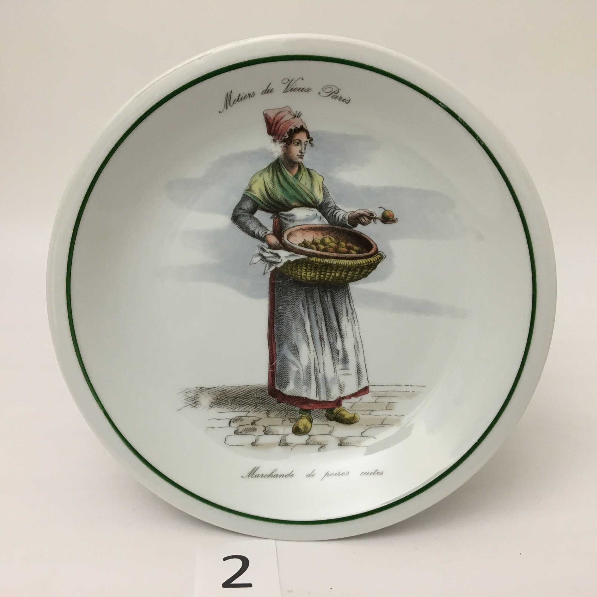 6 Dessert Plates "Métiers du vieux Paris", Porcelaine du Berry