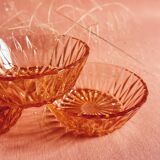 Coupelles en verre ciselées roses