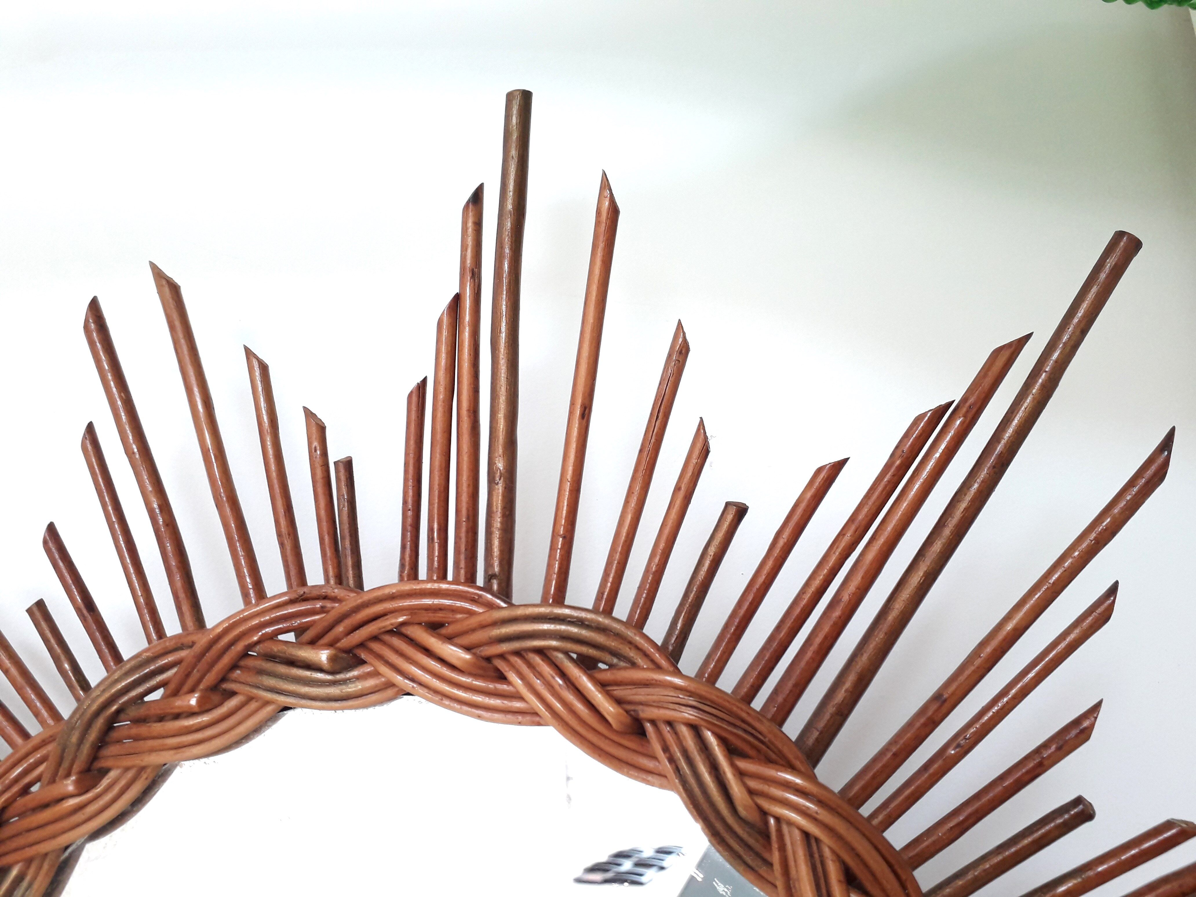Vintage sun mirror - rattan / wicker - 1970
