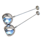 Set of 2 design ball lamps in chromed metal industrial pendant lights 1970