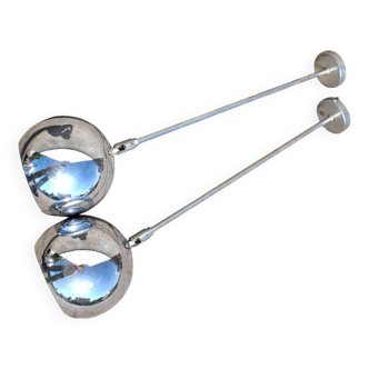 Set of 2 design ball lamps in chromed metal industrial pendant lights 1970