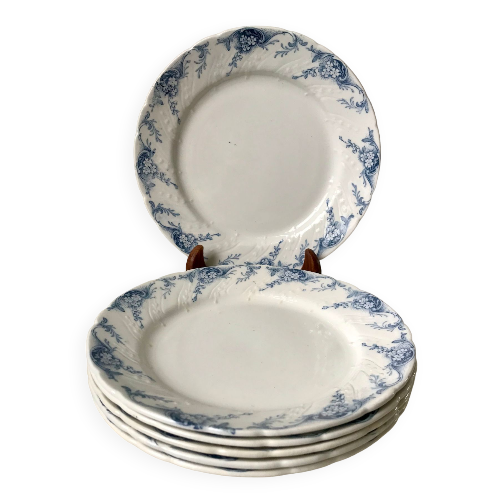 set of 6 dessert plates in K&G Lunéville Ironstone, "Angèle" model, late 19th century