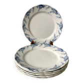lot de 6 assiettes à dessert en Terre de Fer K&G Lunéville modèle "Angèle" fin XIXème
