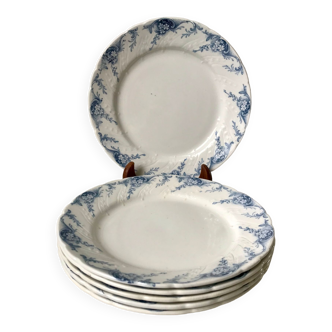 lot de 6 assiettes à dessert en Terre de Fer K&G Lunéville modèle "Angèle" fin XIXème