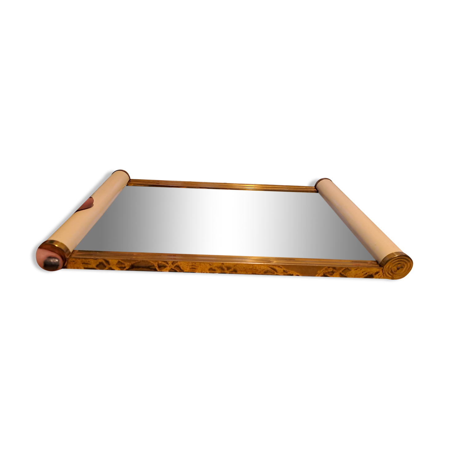 Art deco tray with rectangular mirror background