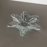 Large French Floral Crystal Glass Shell Bowl by Art Vannes, France, 1970s