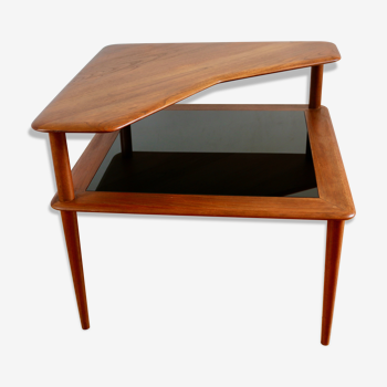 Coffee table angle "Minerva" Peter Hvidt 50s teak