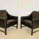 Fauteuils en cuir et palissandre de Fredrik Kayser des années 50 – cuir marron