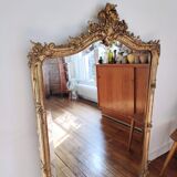 Large gilded mirror louis XV rockery  142x99cm