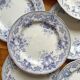 8 assiettes plates en terre de fer Bouquets, Creil et Montereau fin 19eme