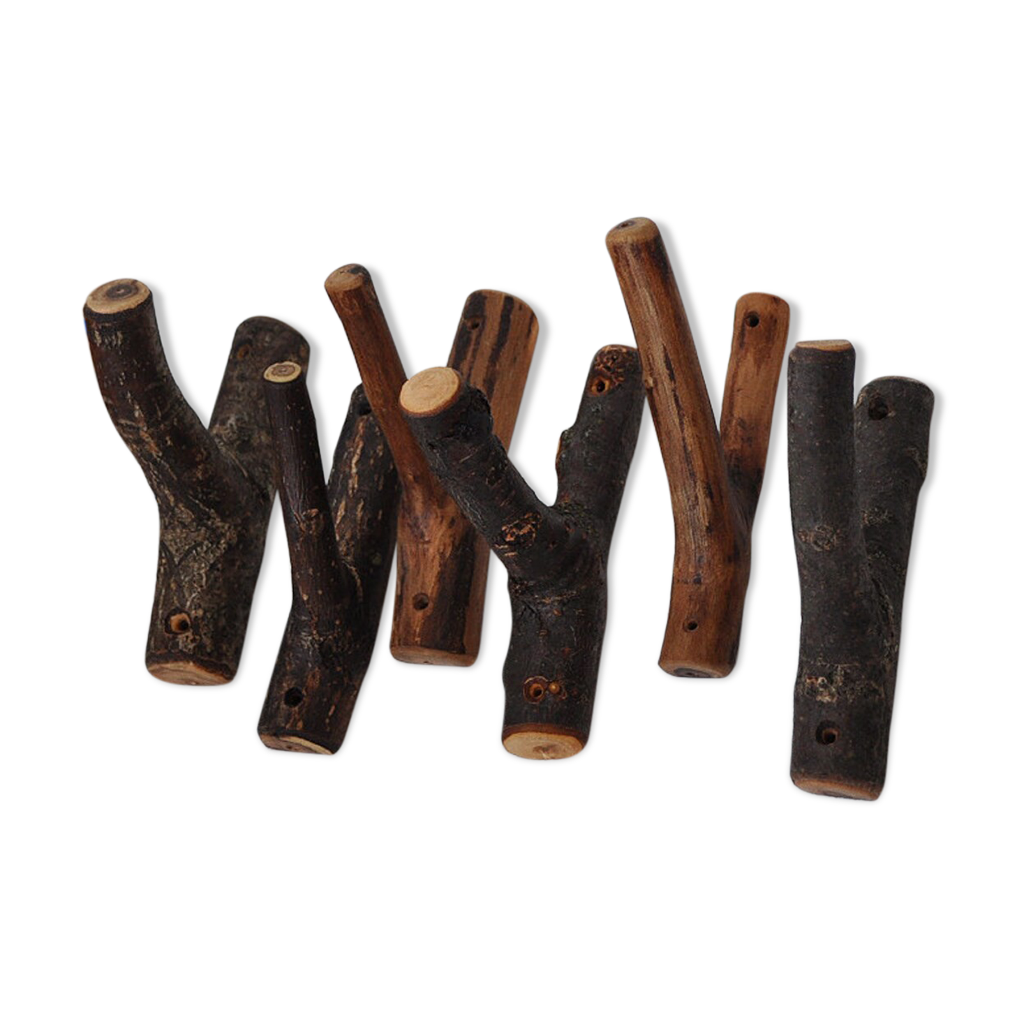6 Hooks in walnut and apricot branches