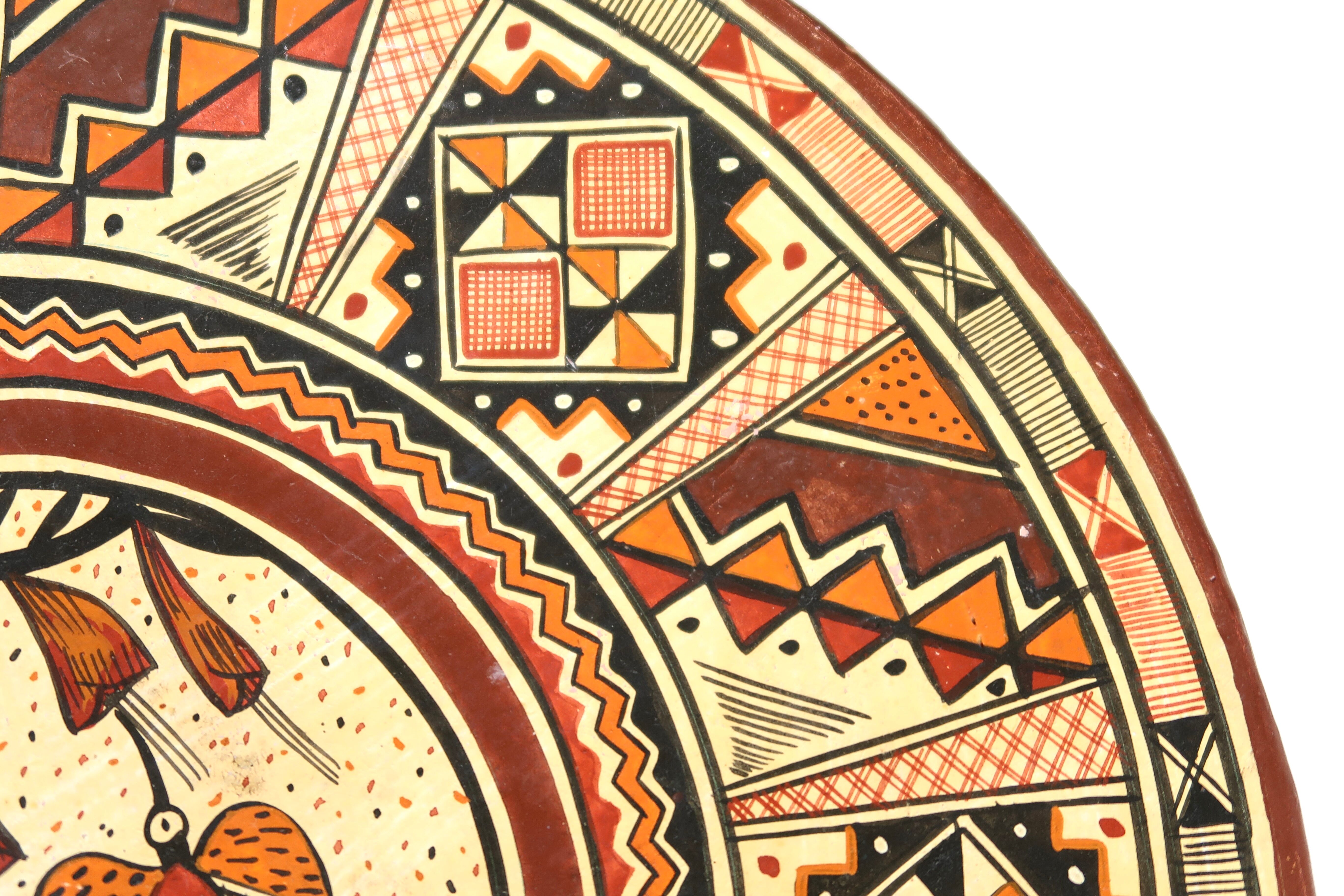 Painted terracotta wall dish from Peru, 70s