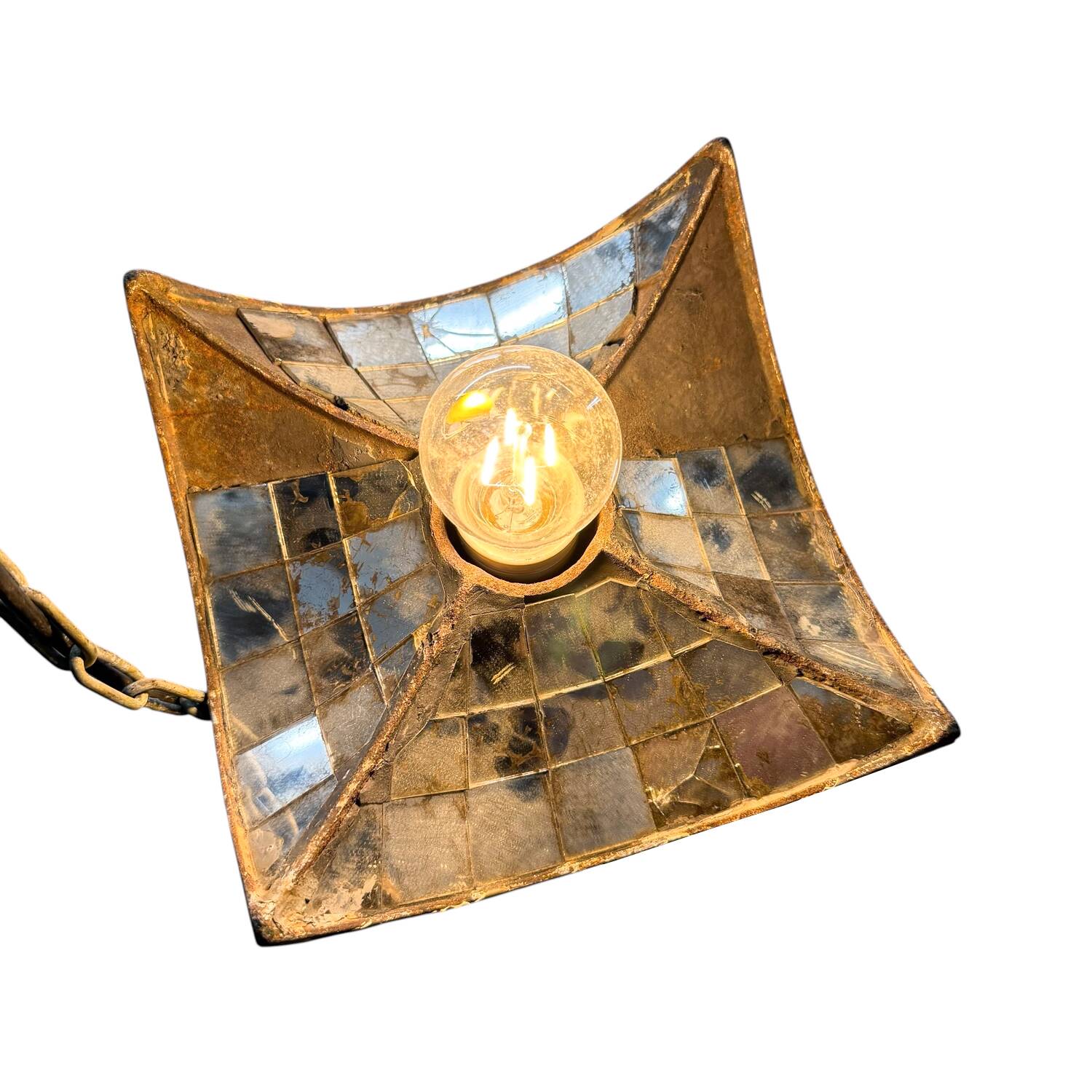 Nr. 1 Vintage industrial mirrored pendant light by Esla