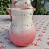 Petite jardiniere en faience ancienne DB De Bruyn Lille Fives rose motif de fleurs