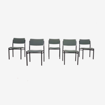 Ensemble de 5 chaises en métal vintage, Pays-Bas 1960