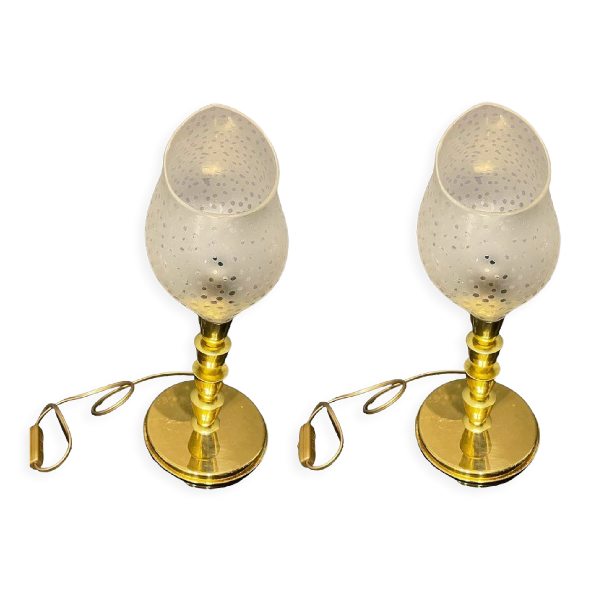 Murano Glass and Brass Table Lamps, 1980s, Set of 2