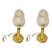 Murano Glass and Brass Table Lamps, 1980s, Set of 2