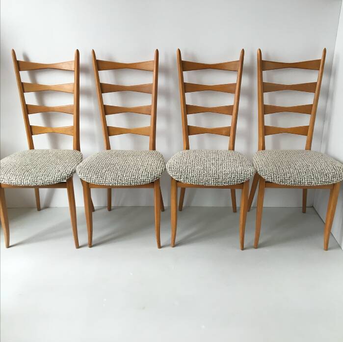 Series of 4 vintage chairs refurbished