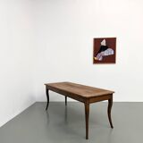 Farm table in solid cherry — Saber legs, Circa 1880