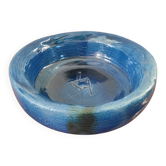 Handmade vintage cobalt blue ceramic pocket tray